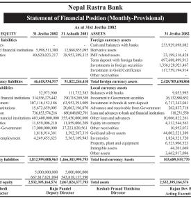 Statement of Financial Position (Monthly-Provisional)