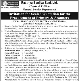 Invitation for Sealed Quotation