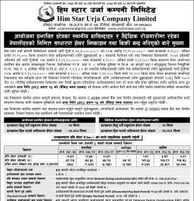 हिम स्टार उर्जा कम्पनीको आईपीओमा आवेदन दिने आज अन्तिम दिन सम्बन्धी सूचना