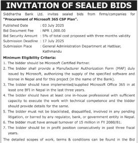 Invitation of Sealed Bids