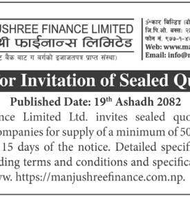 Notice for Invitation of Sealed Quotation
