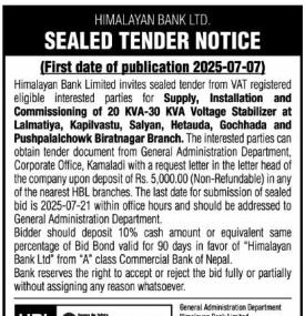 Sealed Tender Notice