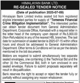 Re-Sealed Tender Notice