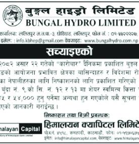 बुङ्गल हाइड्रोको शेयर स्वामीत्व कित्ता सच्याइएको सम्बन्धी