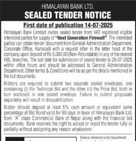 Sealed Tender Notice