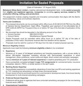Invitation for Sealed Proposals