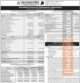 पोखरा फाइनान्सको खुद घाटा ११ करोड ३९ लाख ०८ हजार रुपैयाँ - Q4 Report -