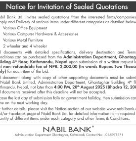 Notice for Invitation of Sealed Quotation