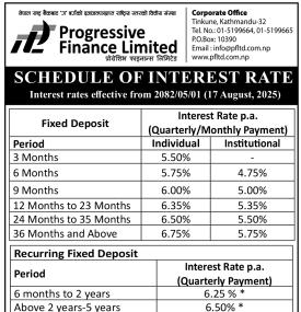Notice About Schedule of Interest Rate