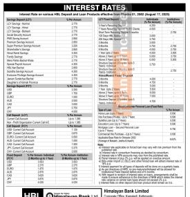हिमालयन बैंकको परिवर्तित ब्याजदर सार्वजनिक, कुन खातामा कति पुग्यो ? - Interest Rates -