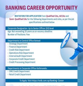 Career Opportunity Notice – Shine Resunga Development Bank