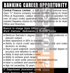 Central Finance Limited Announces Vacancy for Multiple Positions -