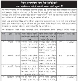 शाखा कार्यालयहरु गाभिने सम्बन्धी अत्यन्त जरुरी सूचना