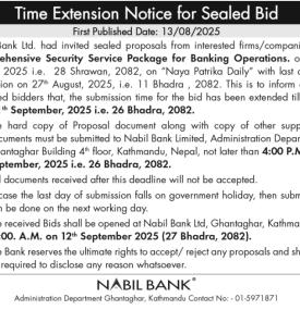 Time Extention Notice for Sealed Bid