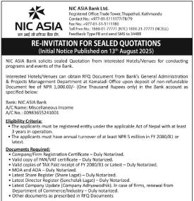 Re-Invitation for Sealed Quotation