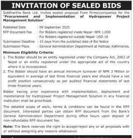 Invitation of Sealed Bids