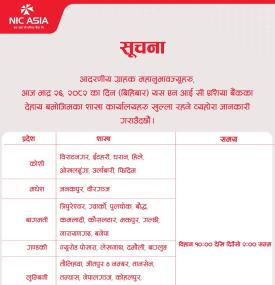 NIC Asia बैंकका ग्राहकहरुलाई जरुरी सूचना 