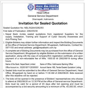 Invitation for Sealed Quotation
