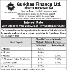 Gurkhas Finance Announces New Interest Rates on Deposits and Loans -