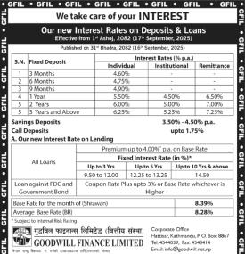Goodwill Finance Announces New Interest Rates on Deposits and Loans -
