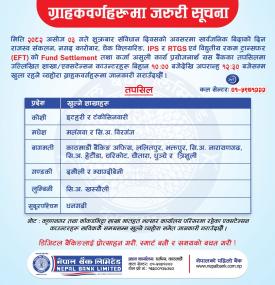 नेपाल बैंकको शाखा कार्यलय संचालन सम्बन्धी सूचना