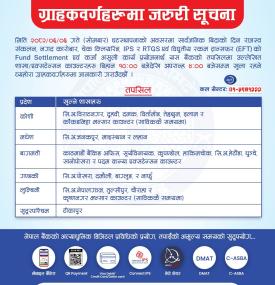 बैंकिङ कारोबार शाखा समय बारे नेपाल बैंकको सूचना