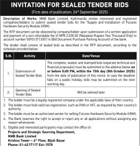 Invitation for Sealed Tender Bids -