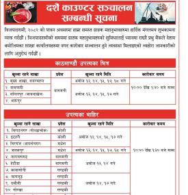 दशैं काउण्टर सञ्चालन सम्बन्धी प्रभु बैंकको सूचना -