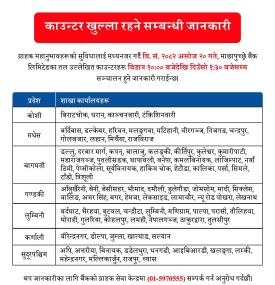 माछापुच्छ्रे बैंकको विभिन्न काउन्टरहरु खुल्ला रहने जानकारी सूचना 