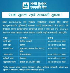 शाखा खुल्ला रहने सम्बन्धी सूचना -