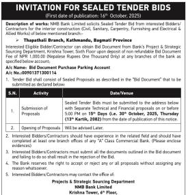 Invitation for Sealed Tender Bids -