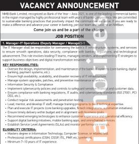 NMB Bank Opens Vacancies for IT, AI, and Cybersecurity Professionals