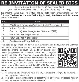 Re-Invitation of Sealed Bids -