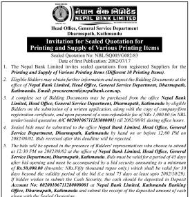 Invitation for Sealed Quotation