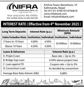 निफ्राको ब्याजदर परिवर्तन सम्बन्धी सूचना, कुन खातामा कति पुग्यो ?