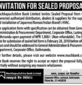 Invitation of Sealed Bids
