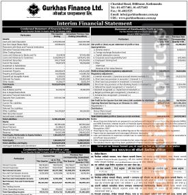 Gurkhas Finance has posted a net loss of Rs 42.41 million and published its 1st quarter