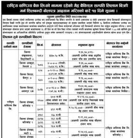 राष्ट्रिय वाणिज्य बैंकको नाममा रहेको गैह्र बैंकिङ्ग सम्पत्ति लिलाम बिक्री सम्बन्धी सूचना