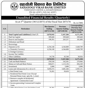 Unaudited Financial Results 