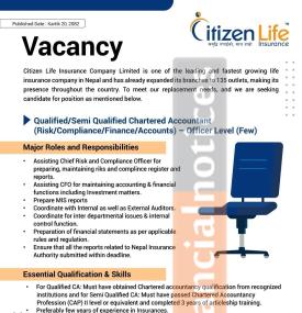 Citizen Life Insurance Announces Vacancy for Chartered Accountants