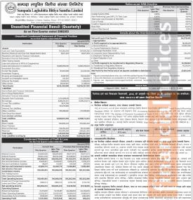 सम्पदा लघुवित्तको चालु आर्थिक वर्ष २०८२/८३ को पहिलो त्रैमासमा खुद ५ करोड ४२ लाख रुपैयाँ नाफा 