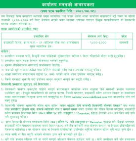 नविल बैंकलाई कार्यालय भवनको आवश्यकता सम्बन्धी सूचना