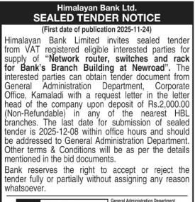 Sealed Tender Notice