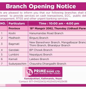 Branch Opening Notice -