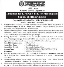Invitation for Electronic Bids
