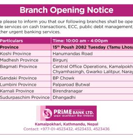 Holiday Branch Opening Notice -