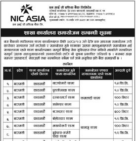 एनआईसी एशिया बैंकको शाखा कार्यालयहरु गाभिने सम्बन्धी सूचना