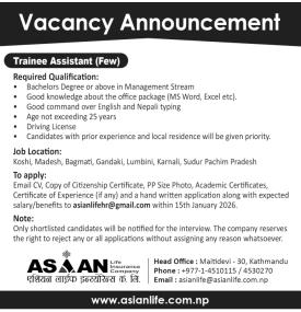 Asian Life Insurance Announces Vacancy