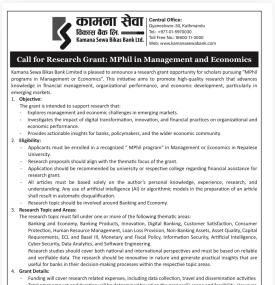 Kamana Sewa Bikas Bank Announces Research Grant for MPhil Scholars -
