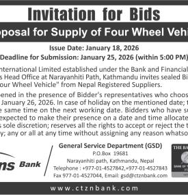 Invitation for Bids: Proposal for Supply of Four-Wheel Vehicle -